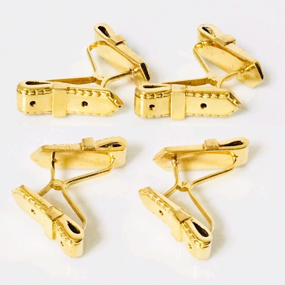 Hermès 18k Gold Belt Cufflinks Cuff Links - Picture 2 of 8